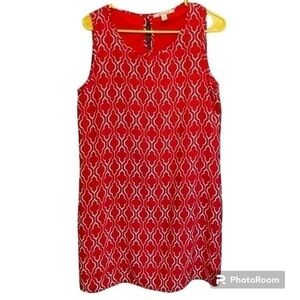 MIAMI Dress Red White Patterned Lined Sleeveless Dress‎ Size Medium